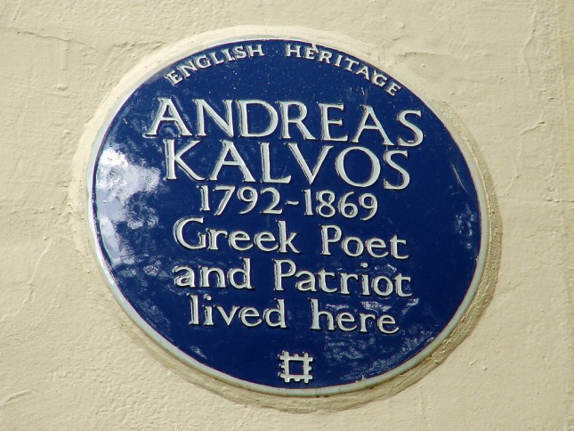 Kalvos - blue plaque in London (ph. Simon Harriyott)