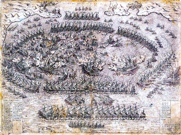 Lepanto - La batalla de Lepanto por Mario Kartaro, Madrid, Biblioteca Nacional