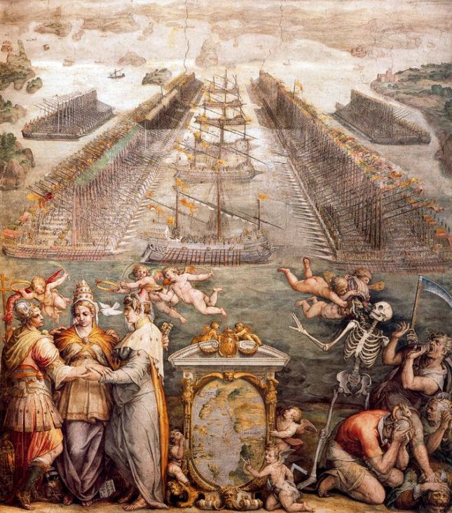 Lepanto - theopposingfleets at lepanto. Fresco de Giorgio Vasari. Sala Regia El Vaticano