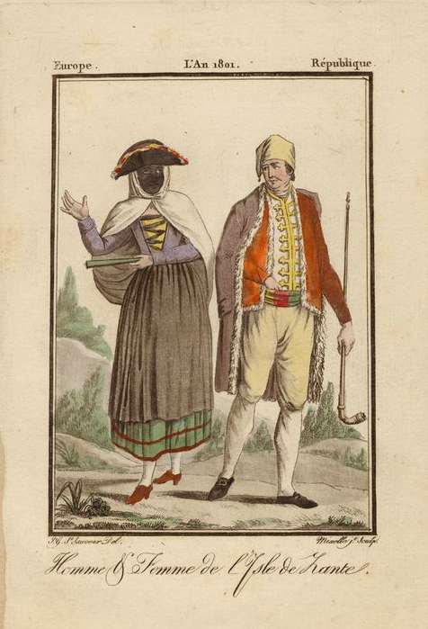 ZANTE - Homme et femme de l´isle de Zante (1787). Jean Marie Mixellle, engraver, on a drawing by Jacques   Grasset de Saint-Sauveur. 1784.