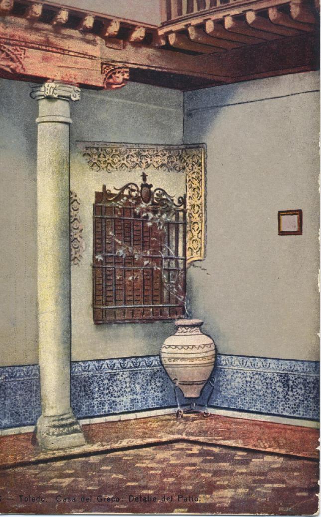 casa del Greco, detalle de Patio - carte postale de Heliotipia Artística Española, 1910s. Hesperus´Collection