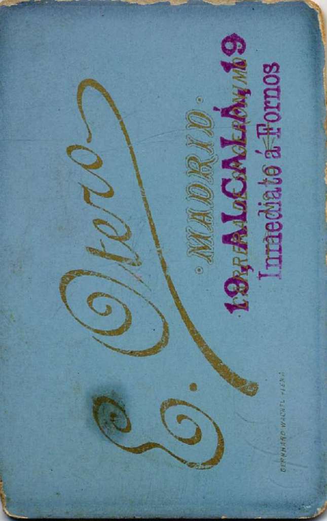 1880. FOTOGRAFOS ESPAÑOLES - Otero, E. Madrid, retrato de caballero, carte de visite,reverse, ca. 1880. reverse,  Hesperus´ Collection