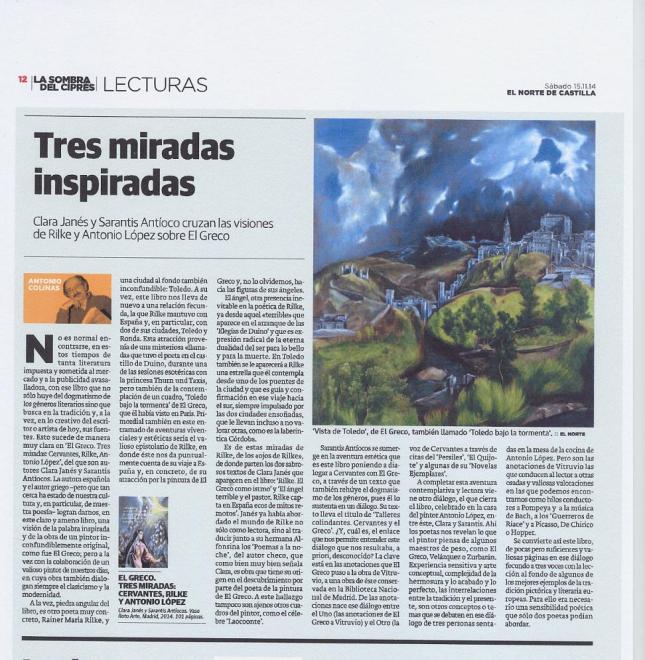 ELGRECOTRESMIRADS - reseña del poeta Antonio Colinas