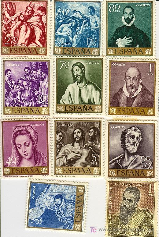 el-greco-en-la-filatelia-espana-12-sellos-de-1961