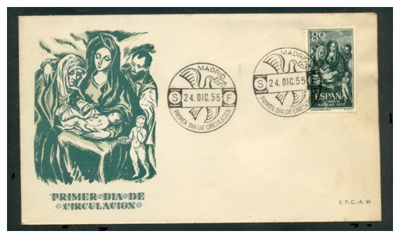 el-greco-en-la-filatelia-espana-primer-dia-de-circulacion-madfrid-24-dic-1955